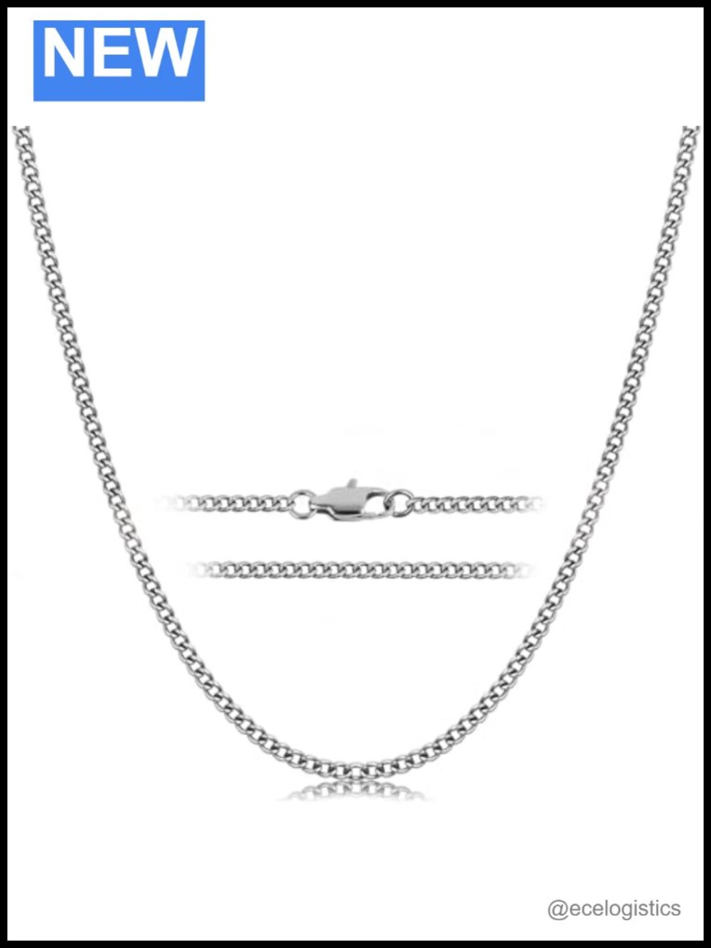 Pure Titanium Cuban Link Chain Necklace 2.2mm Welded Skin Friendly Unisex Gift